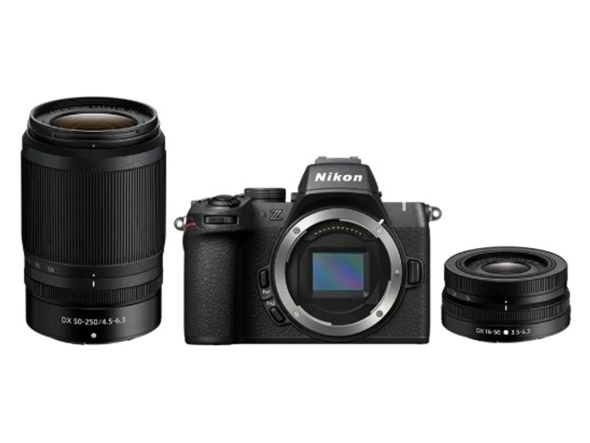 Nikon Z50 Camera Dual Lens Kit: 16-50mm + 50-250mm VR Lenses box contents