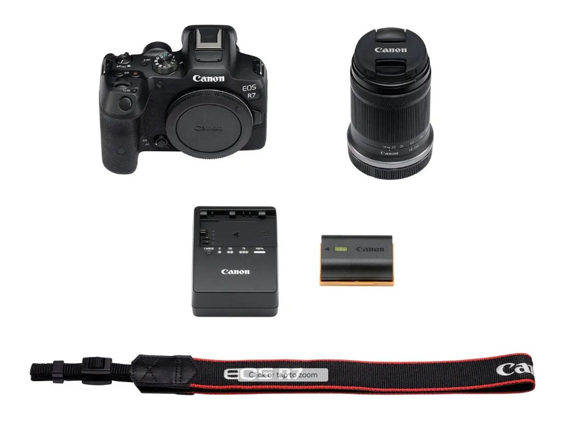 Canon EOS R7 + RF-S 18-150mm Lens Kit box contents