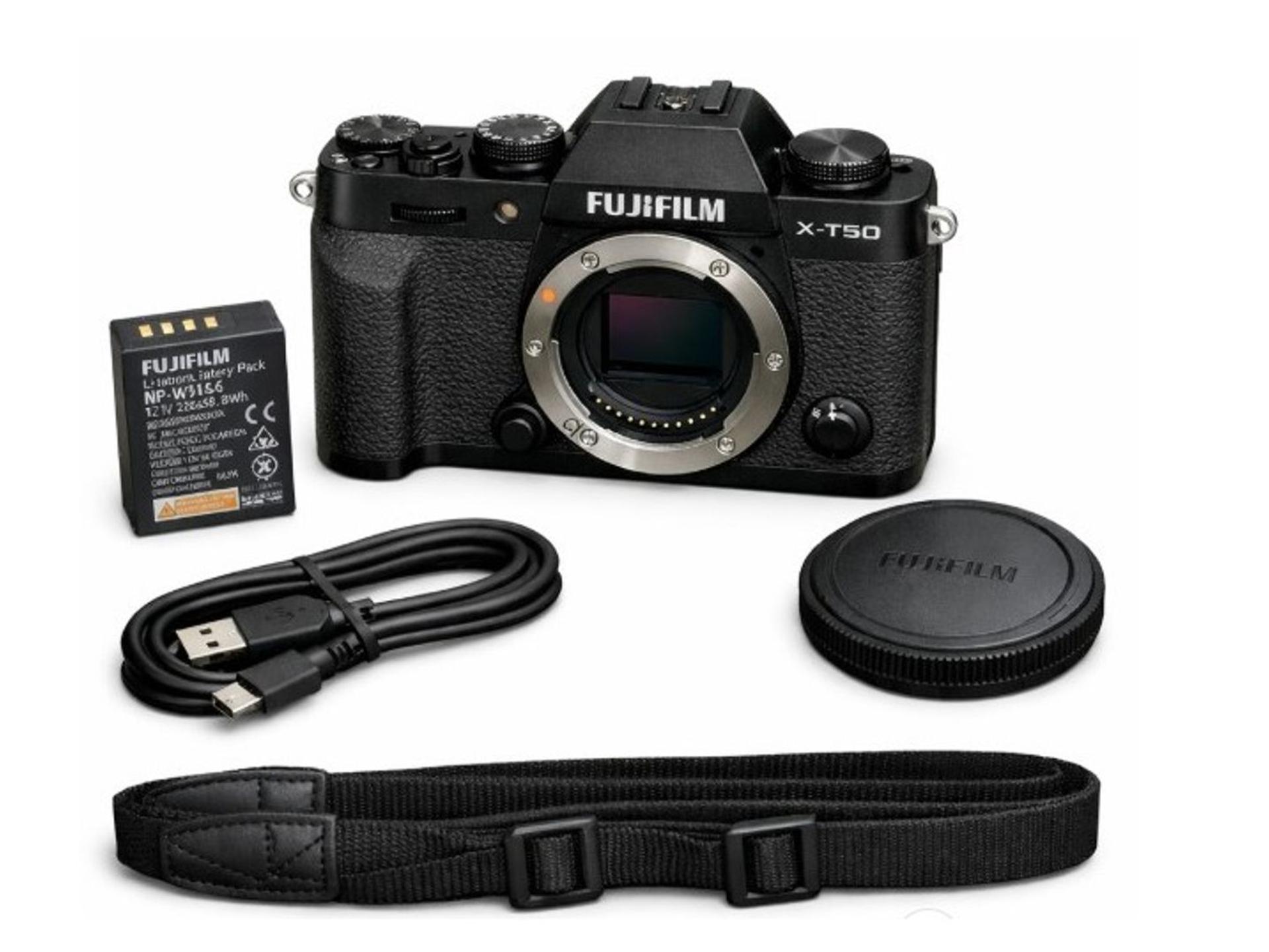 Fujifilm X-T50 Mirrorless Camera Body Only - Black box contents