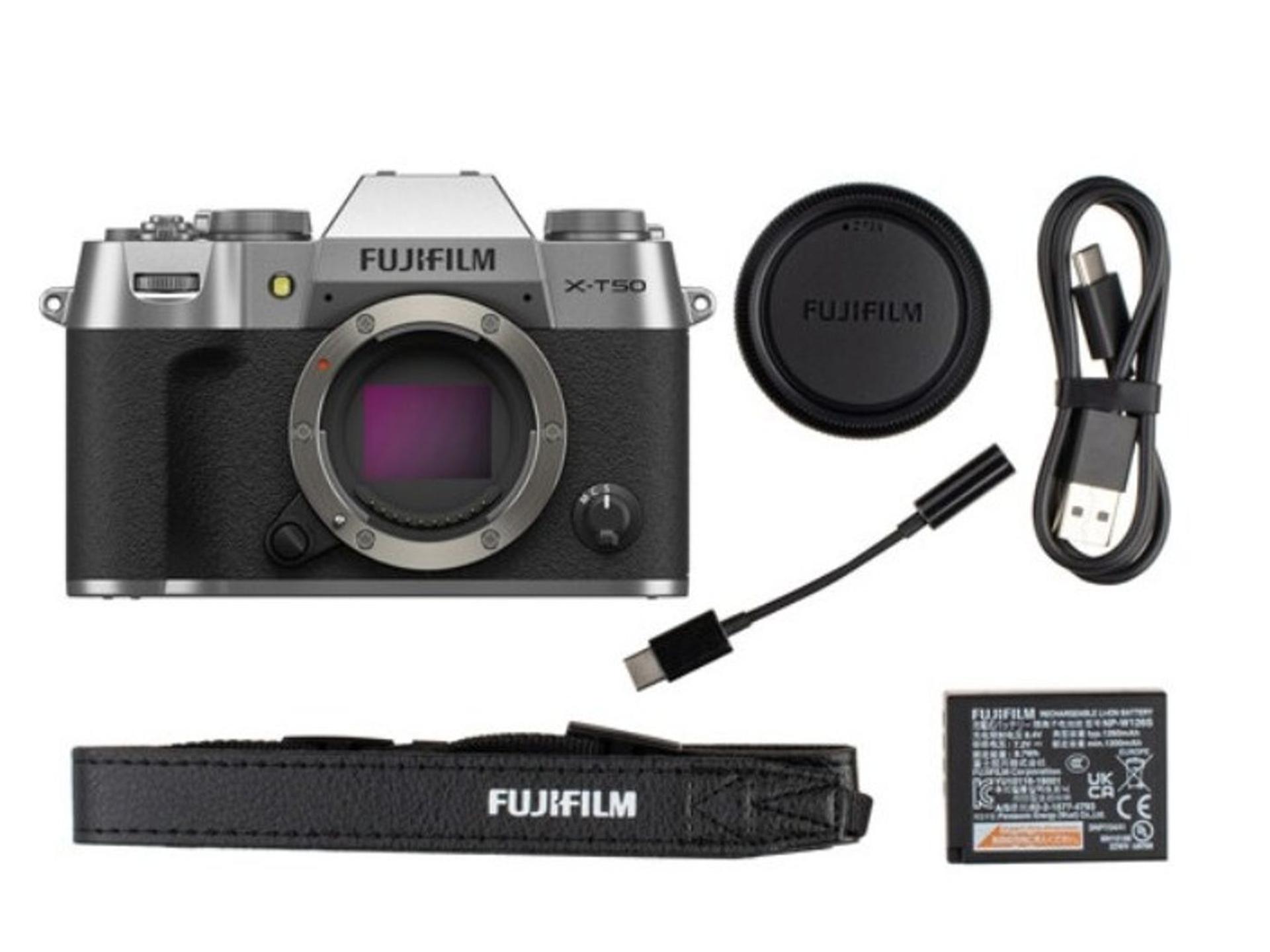 Fujifilm X-T50 Mirrorless Camera with XF 16-50mm f/2.8-4.8 Lens - Silver box contents