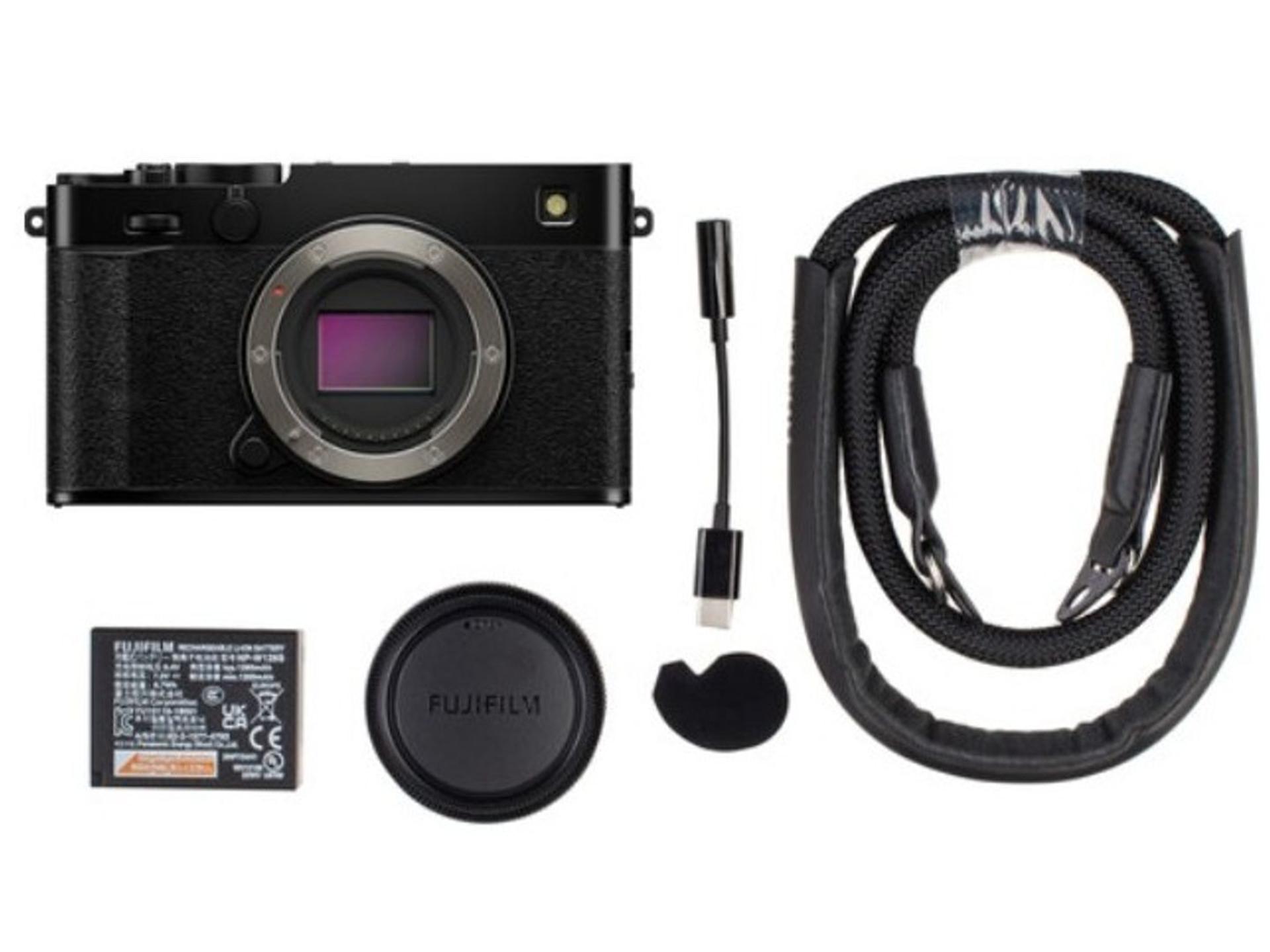Fujifilm X-E5 Mirrorless Camera with XF 23mm f/2.8 Lens (Black) box contents