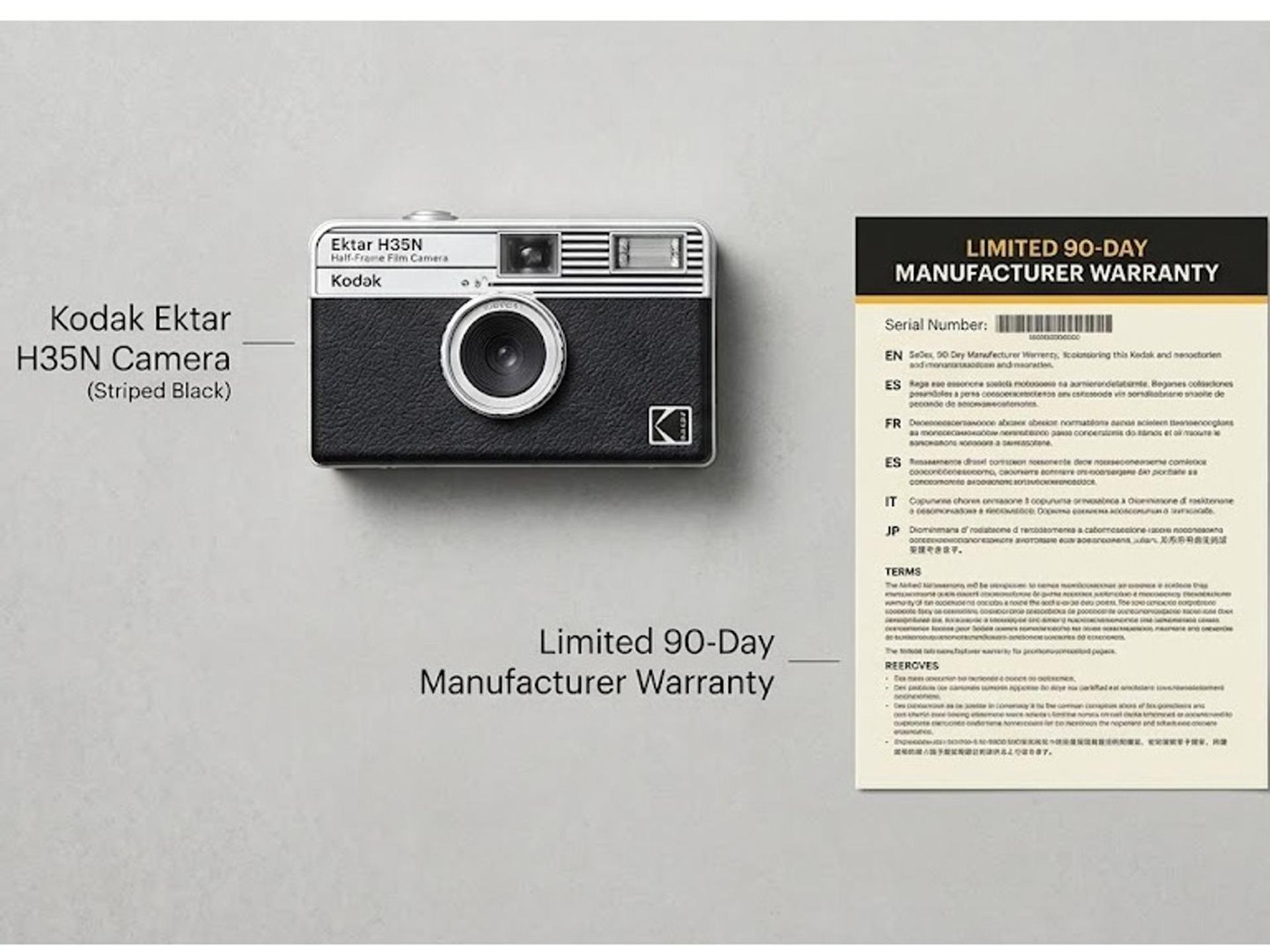 Kodak Ektar H35N Half-Frame Film Camera (Striped Black) box contents
