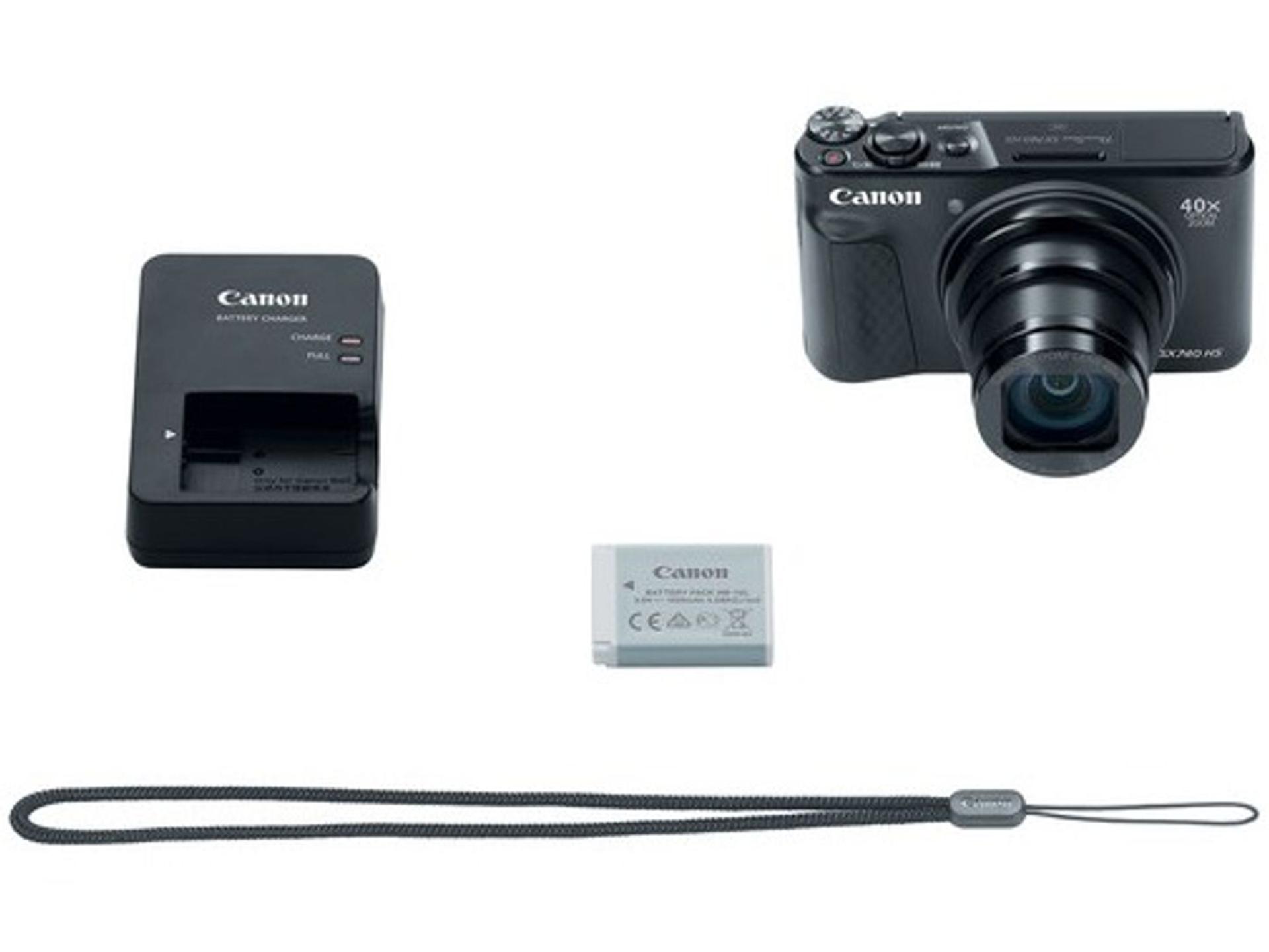 Canon PowerShot SX740 HS Digital Camera, 20.3MP, 4K Video, 40x Optical Zoom, BLACK box contents
